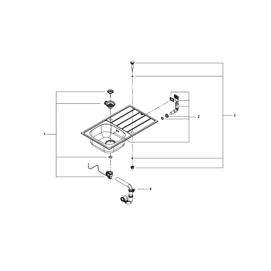 GROHE 31552SD1 - Cuba de cozinha K200 860 x 500 mm em aço inoxidável