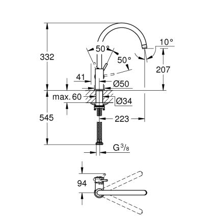 GROHE 31553001 - Torneira para lava-loiça START CLASSIC, acabamento cromado brilhante