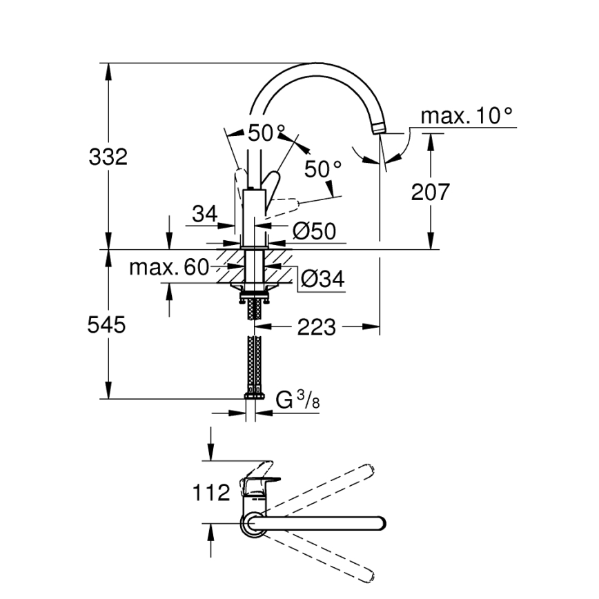 GROHE 31554001 - Misturadora de cozinha START CURVE cromo brilhante