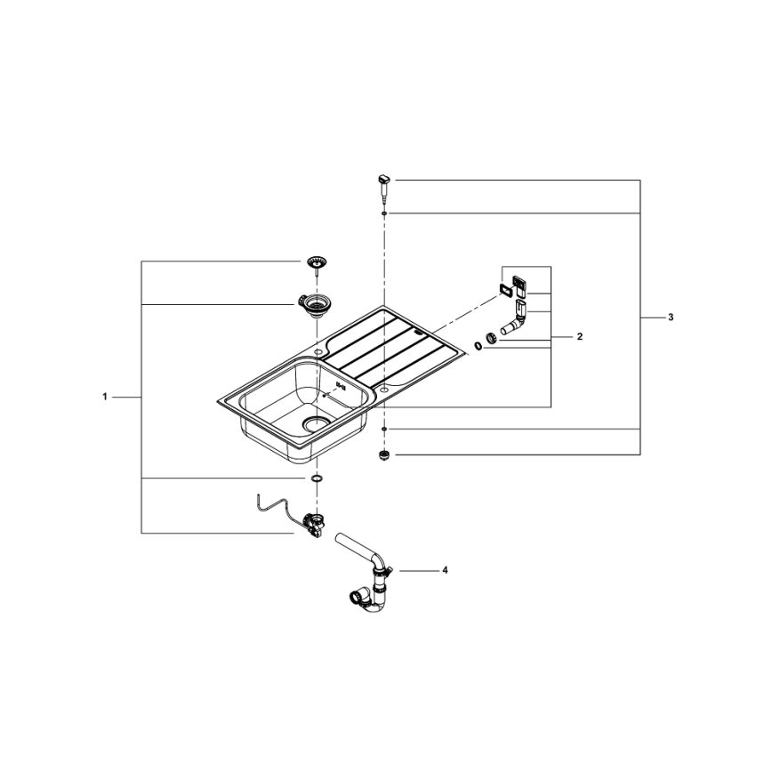 GROHE 31563SD1 - Cuba de cozinha K500 1000 × 500 mm em aço inoxidável