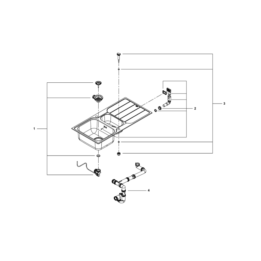 GROHE 31572SD1 - Cuba de cozinha K500 1000 × 500 mm em aço inoxidável