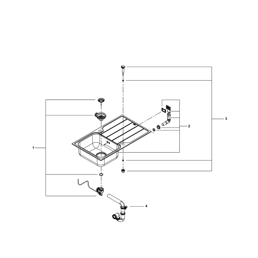 GROHE 31573SD1 - Conjunto de cuba de cozinha K500 com escorredor e torneira A, 86×50 cm, aço inoxidável