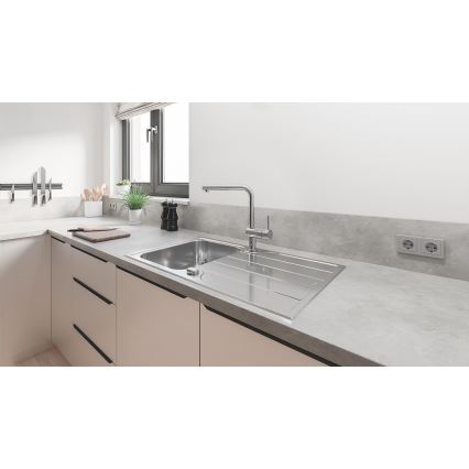 GROHE 31573SD1 - Conjunto de cuba de cozinha K500 com escorredor e torneira A, 86×50 cm, aço inoxidável