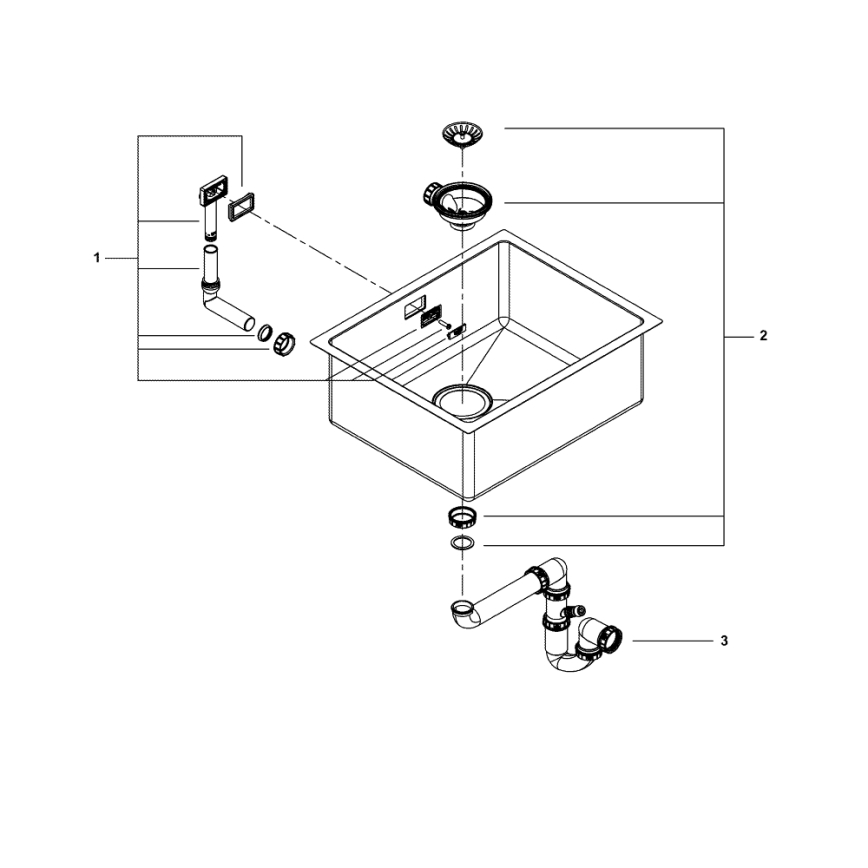 GROHE 31574SD1 - Cuba de cozinha K700U 550 x 450 mm em aço inoxidável