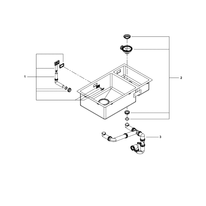 GROHE 31575SD1 - Cuba de cozinha K700U 760 × 450 mm em aço inoxidável
