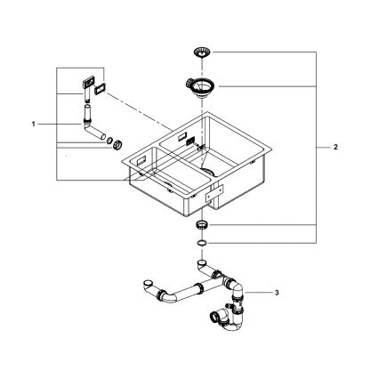 GROHE 31576SD1 - Cuba de cozinha K700U 595 × 450 mm em aço inoxidável