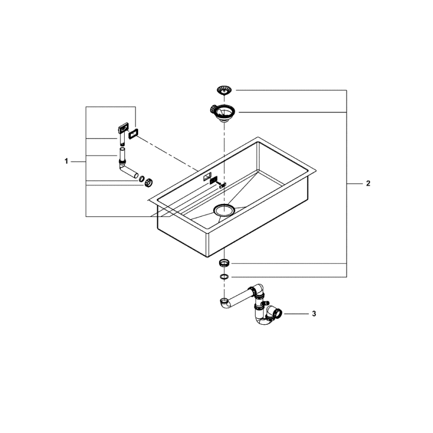 GROHE 31580SD1 - Lavatório de cozinha K700 864 × 464 mm em aço inoxidável