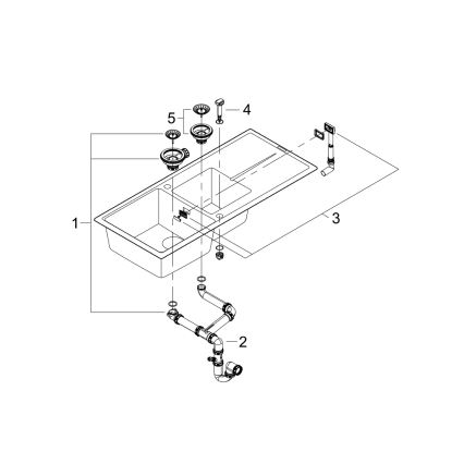 GROHE 31643AP0 - Cuba de compósito K400 1160 × 500 mm pedra/preto