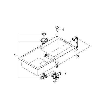 GROHE 31645AP0 - Cuba de cozinha K500 1000 × 500 mm pedra/preta