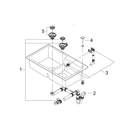 GROHE 31649AP0 - Cuba K500 860 × 500 mm granito/preto