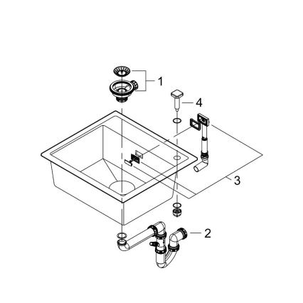 GROHE 31651AP0 - Cuba de compósito K700 560 × 510 mm preta