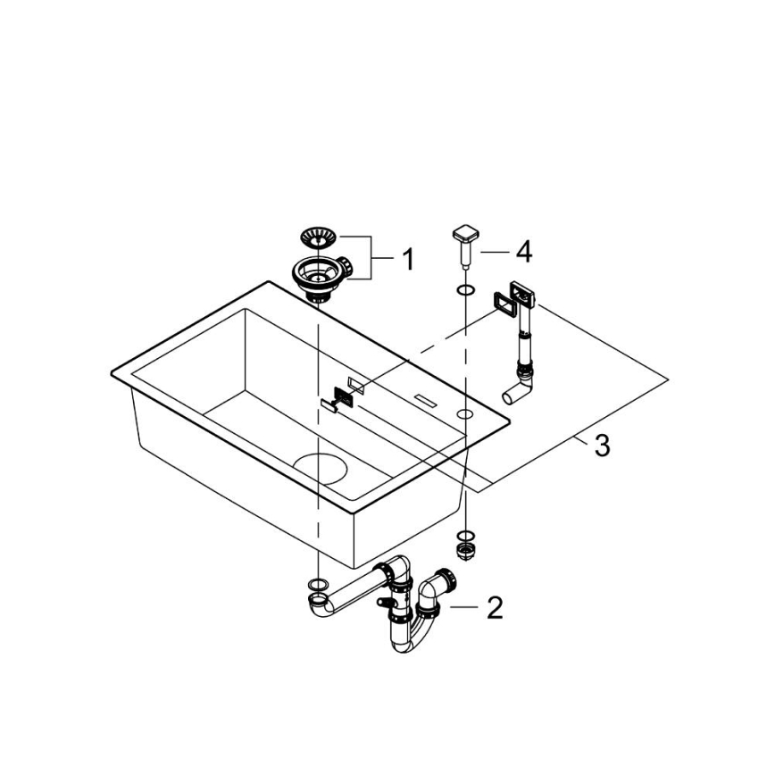 GROHE 31652AP0 - Cuba de compósito K700 780 × 510 mm granito/preta