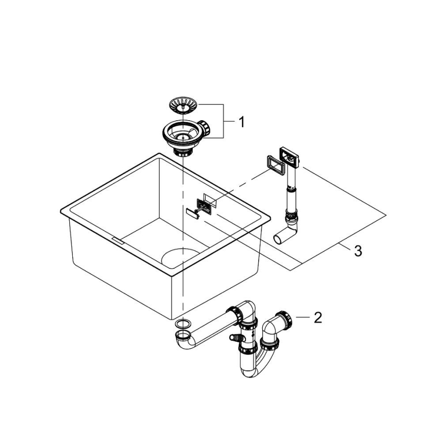GROHE 31653AP0 - Cuba K700U 457 × 406 mm, pedra/preta