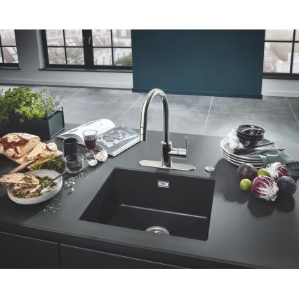 GROHE 31654AP0 - Cuba de cozinha K700U 533 × 457 mm granito preto/preto