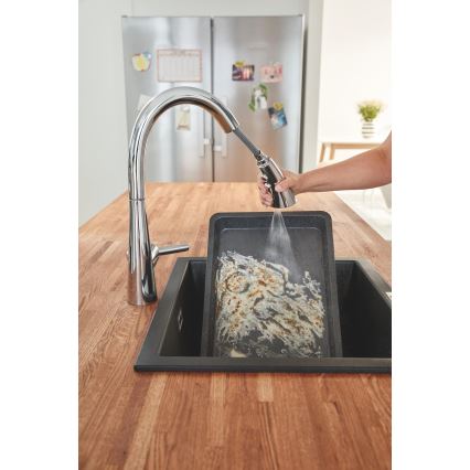 GROHE 31654AP0 - Cuba de cozinha K700U 533 × 457 mm granito preto/preto