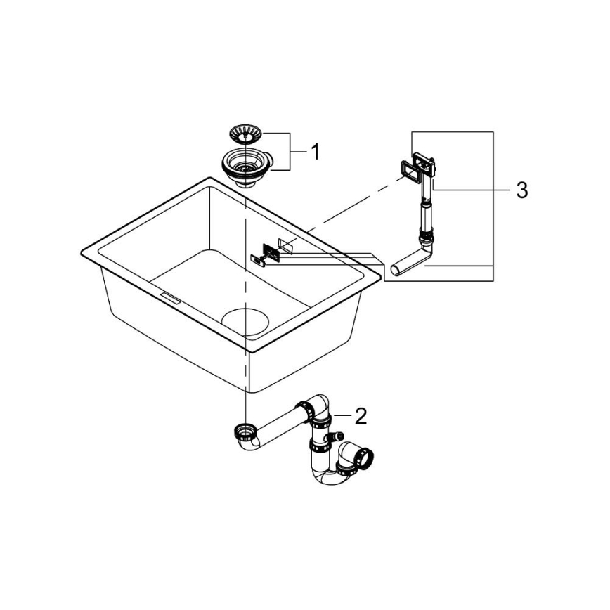 GROHE 31655AP0 - Cuba K700U 610 × 460 mm pedra preta/preta