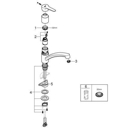 GROHE 31680000 - Torneira de cozinha BAUECO, acabamento cromado brilhante