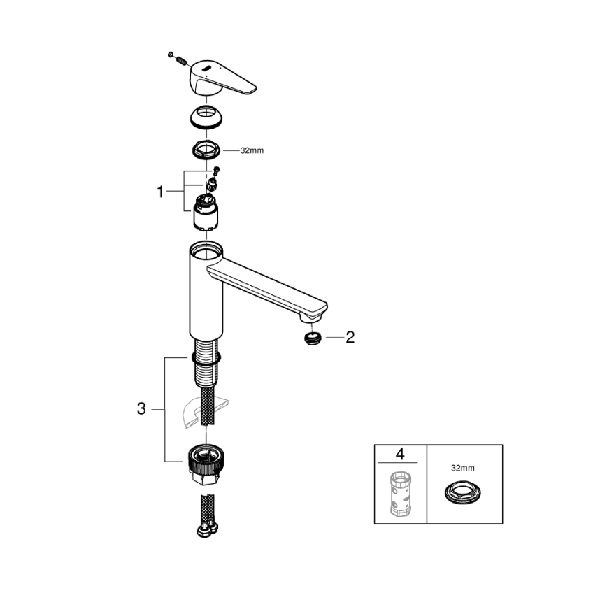 GROHE 31693000 - Torneira de cozinha BAUEDGE 193 mm cromado brilhante