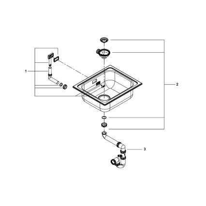GROHE 31719SD0 - Cuba de cozinha K200 533 × 457 mm em aço inoxidável