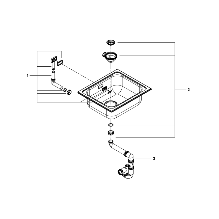 GROHE 31719SD0 - Cuba de cozinha K200 533 × 457 mm em aço inoxidável