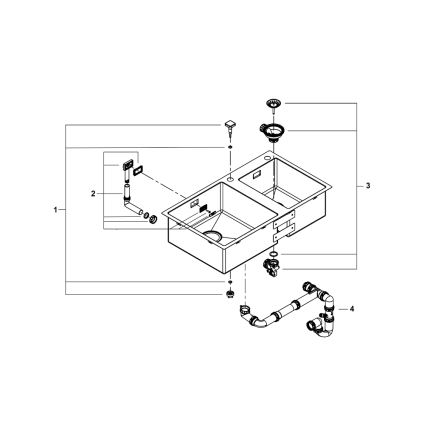 GROHE 31855SD0 - Cuba de cozinha K700 860 × 500 mm em aço inoxidável