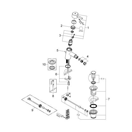 GROHE 32208001 - Misturador para bidé CONCETTO DN 15 cromado brilhante