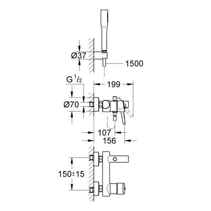 GROHE 32212001 - Conjunto de banheira com misturador monocomando CONCETTO, cromo polido