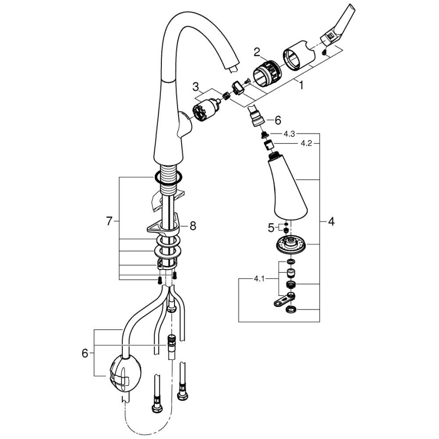 GROHE 32294002 - Misturadora de cozinha ZEDRA 401 mm, cromado polido