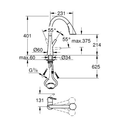 GROHE 32294002 - Misturadora de cozinha ZEDRA 401 mm, cromado polido