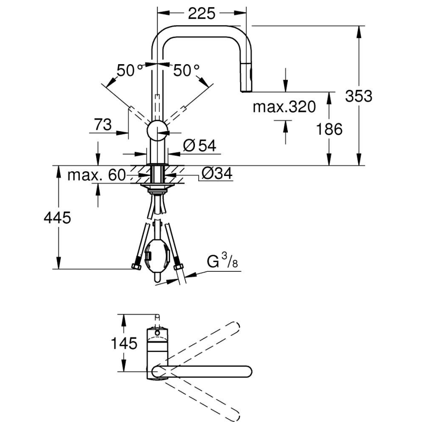 GROHE 32322002 - Misturador de cozinha A, acabamento cromado brilhante