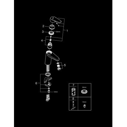 GROHE 3246920E - Misturador de lavatório EURODISC COSMOPOLITAN, tamanho S, cromado