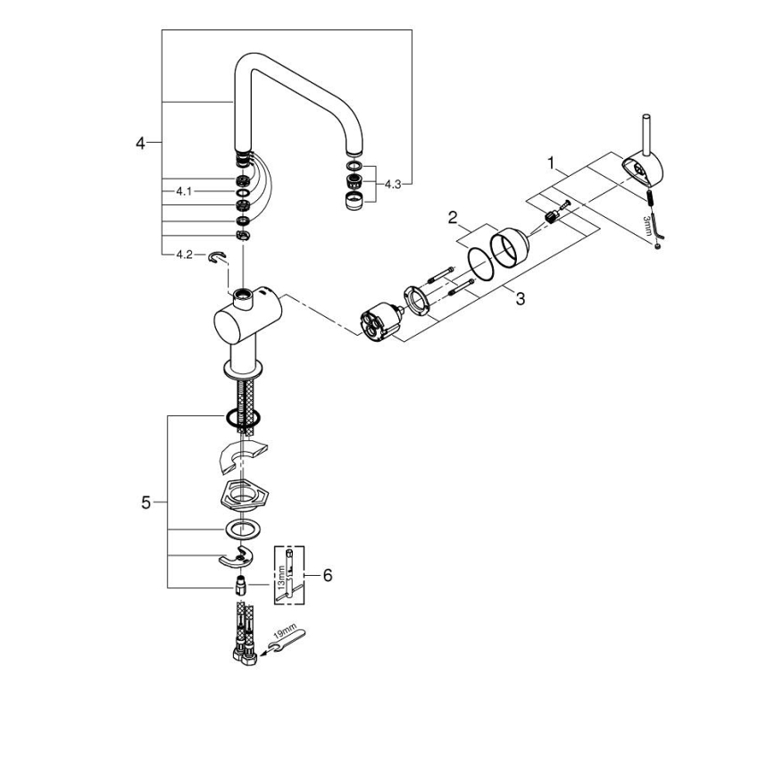 GROHE 32488000 - Misturador de cozinha A, cromado brilhante
