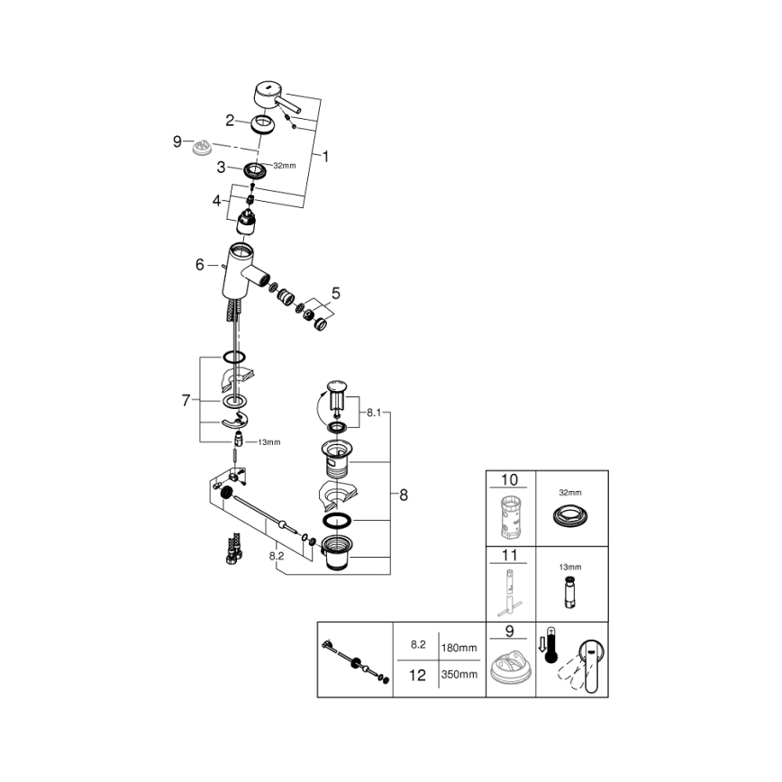 GROHE 32558000 - Misturador de bidé FEEL DN 15 cromado brilhante