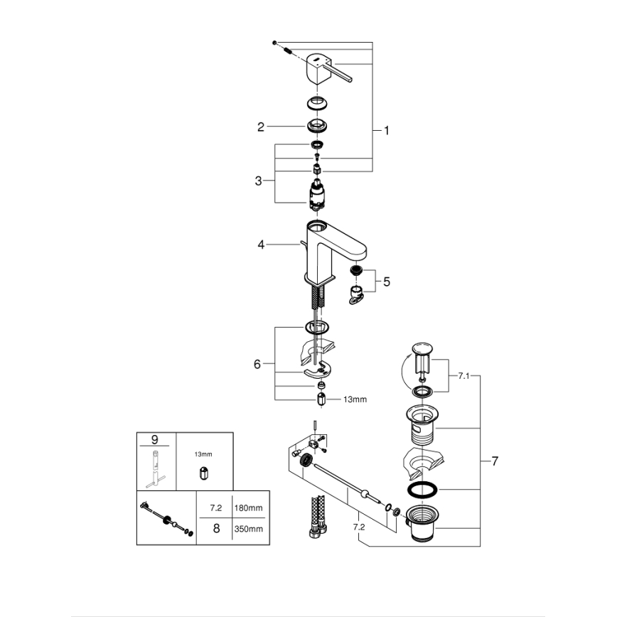 GROHE 32612003 - Torneira de lavatório PLUS tamanho S cromado brilhante