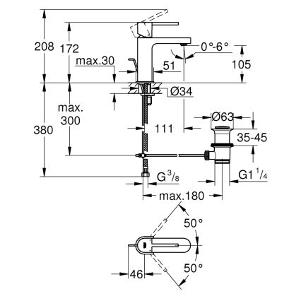 GROHE 32612003 - Torneira de lavatório PLUS tamanho S cromado brilhante