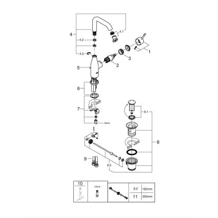 GROHE 32628DL1 - Torneira para lavatório ESSENCE, tamanho L, acabamento em bronze