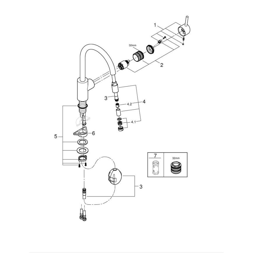 GROHE 32663003 - Torneira de cozinha CONCETTO 360 mm cromado brilhante