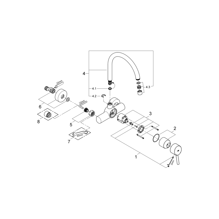 GROHE 32667001 - Misturadora de cozinha CONCETTO 280 mm cromo brilhante
