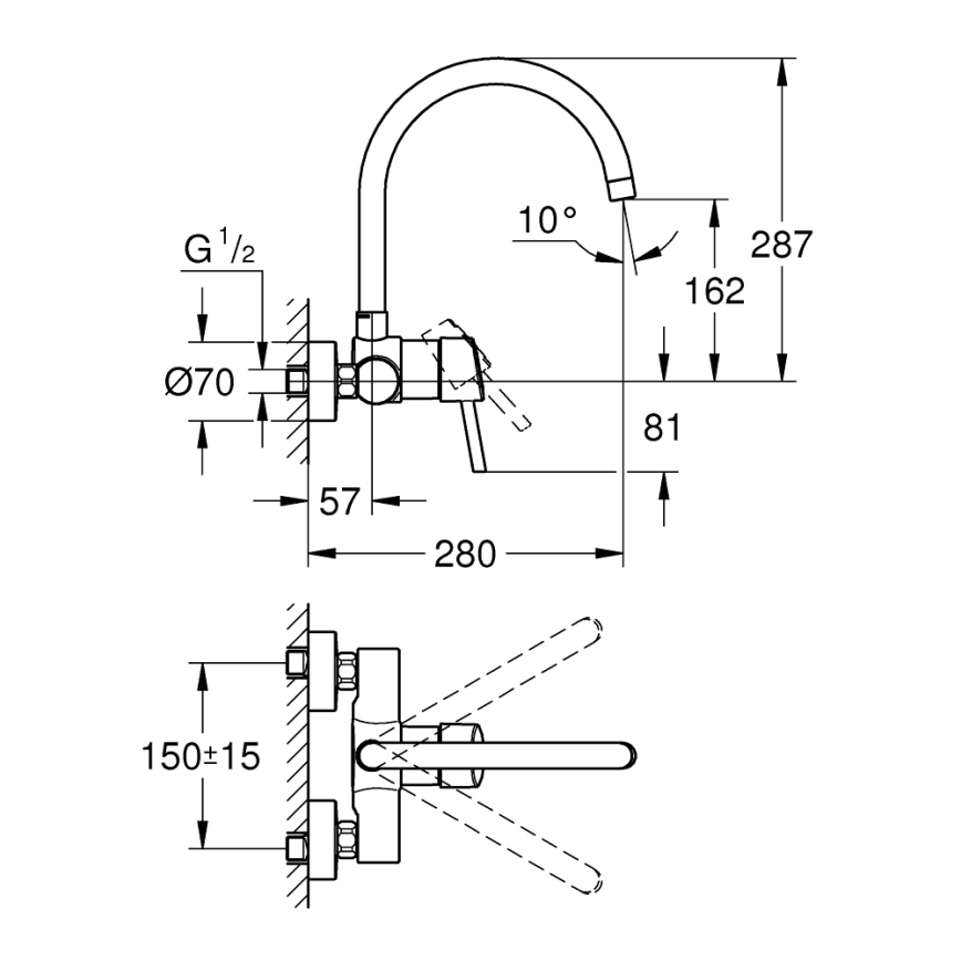 GROHE 32667001 - Misturadora de cozinha CONCETTO 280 mm cromo brilhante
