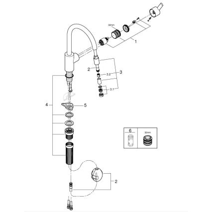 GROHE 32671002 - Misturador de cozinha FEEL cromado brilhante