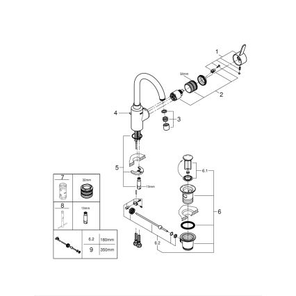 GROHE 32830001 - Misturador para lavatório EUROSMART COSMOPOLITAN tamanho L cromado