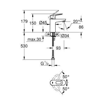 GROHE 32854000 - Torneira para lavatório BAULOOP cromado brilhante