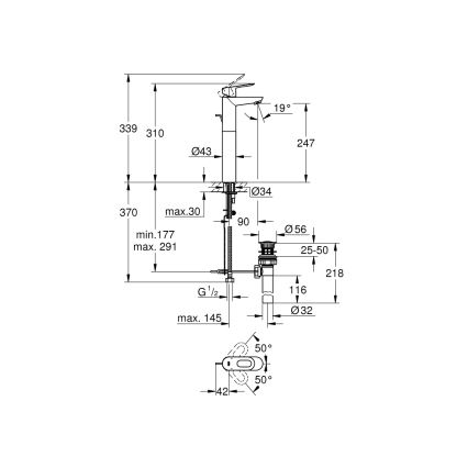 GROHE 32856000 - Misturadora para lavatório BAULOOP 12” cromado brilhante