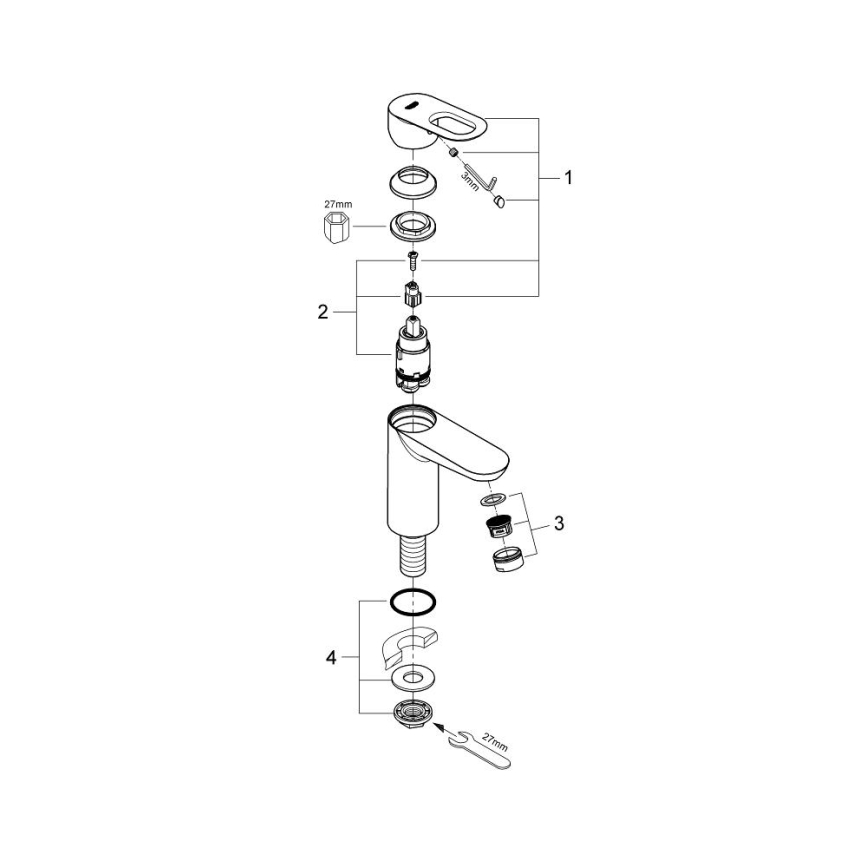 GROHE 32857000 - Válvula de bancada BAULOOP DN 15, cromado brilhante