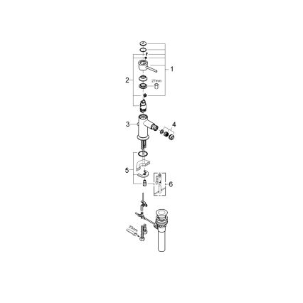 GROHE 32864000 - Misturador de bidé BAUCLASSIC, cromo brilhante