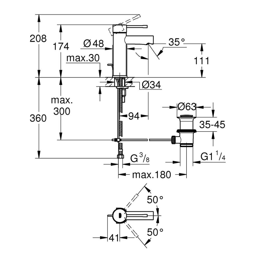 GROHE 32898001 - Misturadora de lavatório ESSENCE DN 15 cromo brilhante