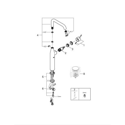 GROHE 32901001 - Misturador monocomando para lavatório ESSENCE, tamanho XL, cromado brilhante