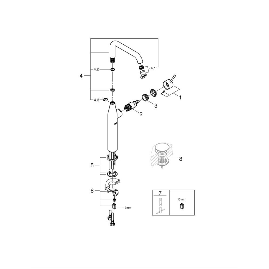 GROHE 32901001 - Misturador monocomando para lavatório ESSENCE, tamanho XL, cromado brilhante