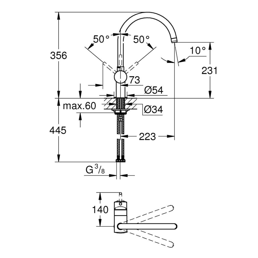 GROHE 32917000 - Misturadora de cozinha A 356 mm, cromado brilhante