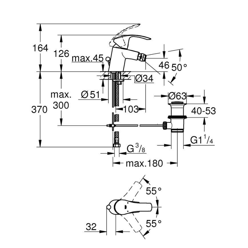 GROHE 32929002 - Misturador para bidé EUROSMART, tamanho S, cromado brilhante